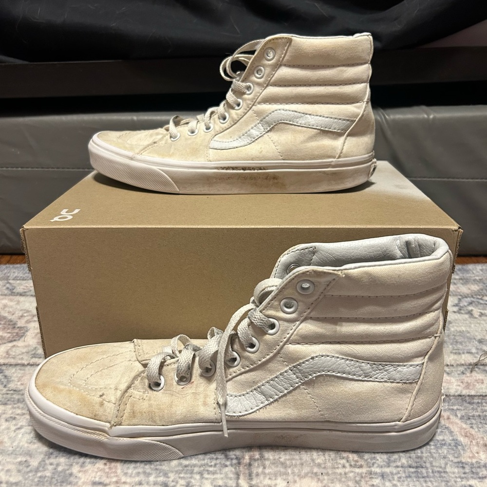 Vans Cream High-Top Sneakers Canvas Suede